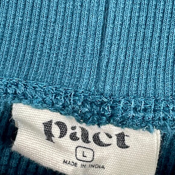 Pact Waffle Knit Joggers Pull-On Organic Cotton Teal Women Size L Elastic Waist - Picture 5 of 12